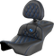 SADDLEMEN Roadsofa™ Extended Reach Seat - with Backrest - Lattice Stitch - Blue Stitch - FLTR/FLHX '23-'24 823-07-184B1