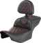 SADDLEMEN Roadsofa™ Extended Reach Seat - with Backrest - Lattice Stitch - Red Stitch - FLTR/FLHX '23-'24 823-07-184B4