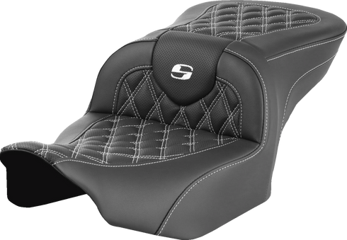 SADDLEMEN RoadSofa™ Seat - without Backrest - Lattice Stitch - White Stitch - FLTR/FLHX '23-'24 823-07-18206