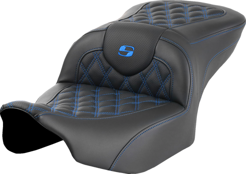SADDLEMEN Roadsofa™ Seat - without Backrest - Blue Lattice Stitch - FLTR/FLHX '23-'24 823-07-18201