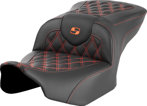 SADDLEMEN Roadsofa™ Seat - without Backrest - Orange Lattice Stitch - FLTR/FLHX '23-'24 823-07-18203