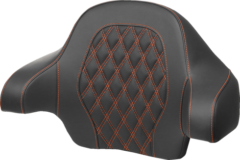 SADDLEMEN Tour-Pak® Backrest Pad - Lattice Stitch - Orange Stitch - FL '14-'24 814-07-15003