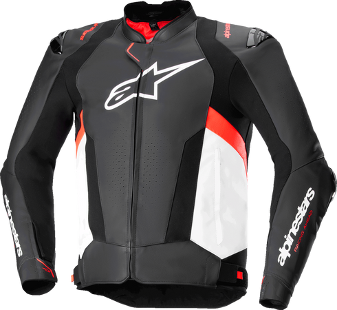 ALPINESTARS Missile v3 Leather Jacket - Black/White/Red Fluo - US 46 / EU 56 3100125-1231-56