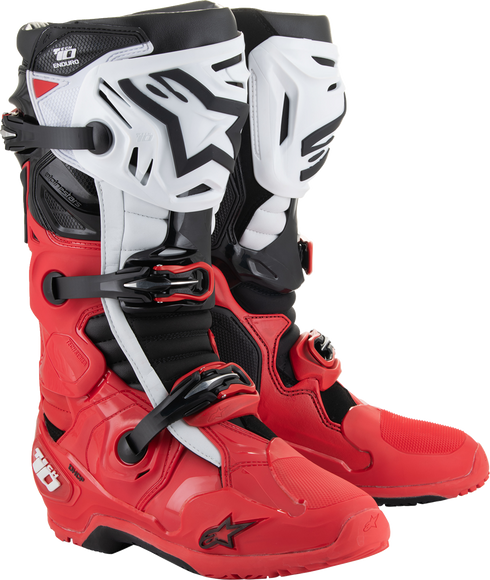 ALPINESTARS Tech 10 Enduro Boots - Bright Red/Black/White - US 7 / EU 40.5 2010025-3016-7