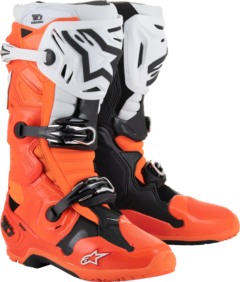 ALPINESTARS Tech 10 Enduro Boots - Fluorescent Orange/Black/White - US 8 / EU 42 2010025-4512-8