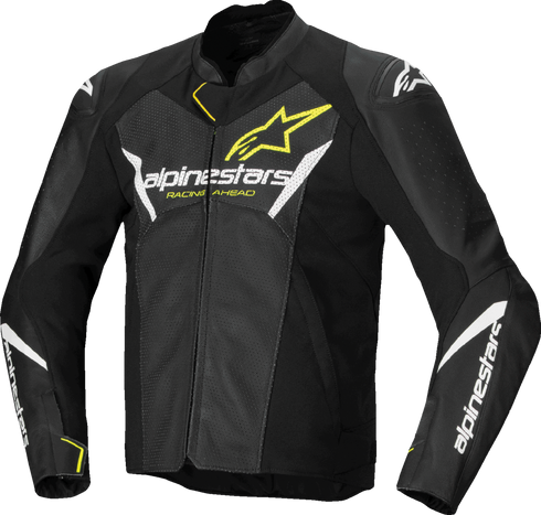 ALPINESTARS Faster v3 Airflow Leather Jacket - Black/White/Yellow Fluo - US 50 / EU 60 3103625-125-60