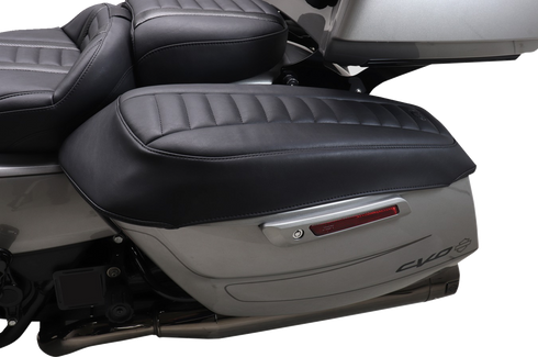 MUSTANG Deluxe Saddlebag Lid Coers - Black w/ Gunmetal Stitch - Touring 88404GM