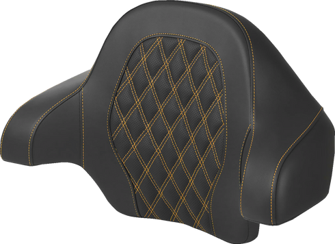 SADDLEMEN Tour-Pak® Backrest Pad - Lattice Stitch - Gold Stitch - FL '14-'24 814-07-15007