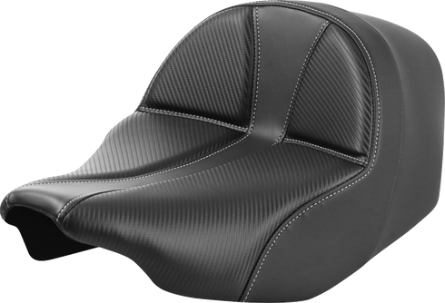 SADDLEMEN Dominator Solo Seat - Carbon Fiber w/ Silver Stitch - FLT/FLH '23-'24 823-07-0042