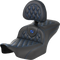SADDLEMEN RoadSofa™ Seat - with Backrest - Carbon Fiber - Lattice Stitch - Blue Stitch - FLTR/FLHX '23-'24 823-07-206B1