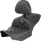 SADDLEMEN RoadSofa™ Seat - with Backrest - Carbon Fiber - Lattice Stitch - Gray Stitch - FLTR/FLHX '23-'24 823-07-206B2