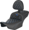 SADDLEMEN Roadsofa™ Extended Reach Seat - with Backrest - Lattice Stitch - Blue Stitch - FLTR/FLHX '23-'24 823-07-207B1
