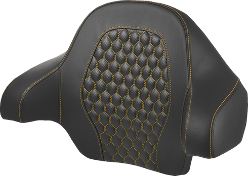 SADDLEMEN Tour Pack Backrest Pad - Honeycomb - Gold Stitching - FL '14-'24 814-07-15107