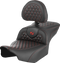 SADDLEMEN Roadsofa™ Seat - with Backrest - Honeycomb - Red Stitch - FLTR/FLHX '23-'24 823-07-189B4