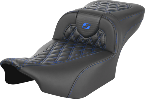 SADDLEMEN Roadsofa™ Extended Reach Seat - without Backrest - Lattice Stitch - Blue Stitch - FLTR/FLHX '23-'24 823-07-20701