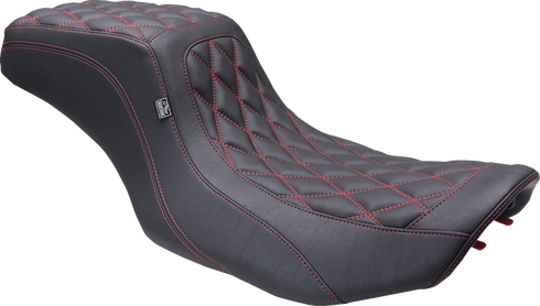 MUSTANG One Piece 2-Up Squareback Seat - Double Diamond - Black Cherry Stitch - FLH/FLT '23-'25 88415DC