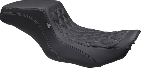 MUSTANG One Piece 2-Up Squareback Seat - Double Diamond - Gunmetal Stitch - FLH/FLT '23-'25 88416GM