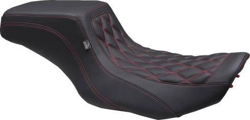 MUSTANG One Piece 2-Up Squareback Seat - Double Diamond - Black Cherry Stitch - FLH/FLT '23-'25 88416DC