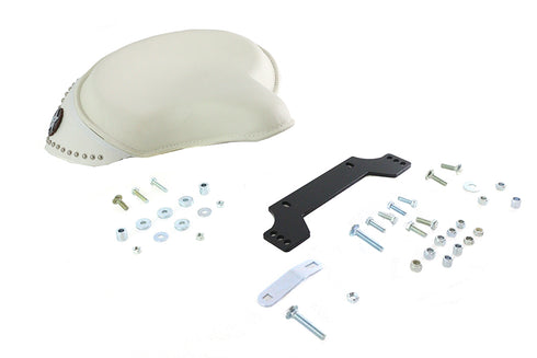 V-Twin White Leather Solo Seat Kit - 47-0927