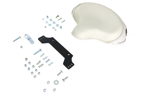 V-Twin White Leather Solo Seat Kit - 47-0927