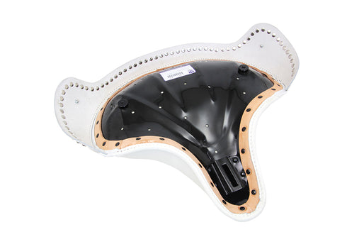 V-Twin White Leather Solo Seat with Skirt - 47-0947