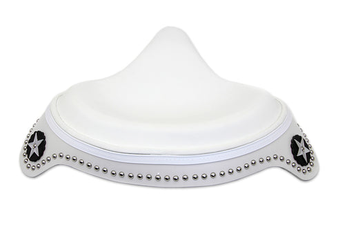 V-Twin White Leather Solo Seat with Skirt - 47-0947