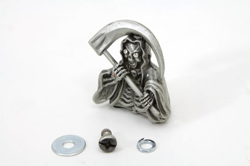 V-Twin Grim Reaper Front Fender Top Ornament Silver - 48-0135