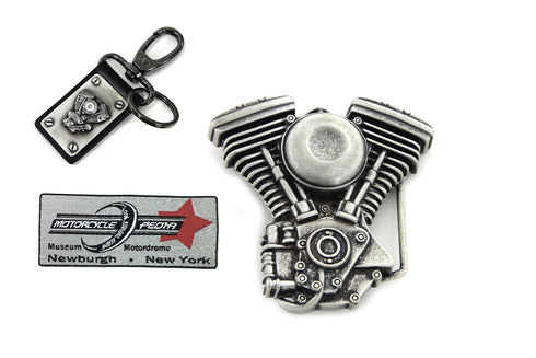 V-Twin V-Twin Mens Evolution Engine Buckle and Fob Set - 48-0224
