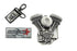 V-Twin V-Twin Mens Evolution Engine Buckle and Fob Set - 48-0224