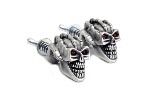 V-Twin Skull with Skeleton Hand License Plate Topper Set - 48-1620