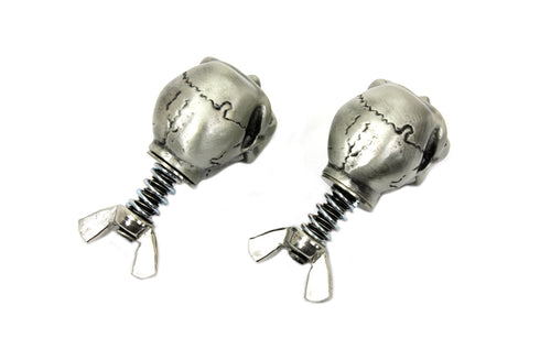 V-Twin Silver Skull License Plate Bolt Set - 48-1625