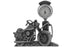 V-Twin V-Twin Pewter Motorcycle Clock 4-1/2 inch Tall - 48-1654