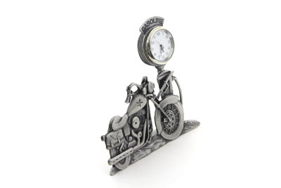 V-Twin V-Twin Pewter Motorcycle Clock 4-1/2 inch Tall - 48-1654