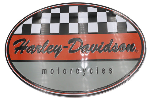 OE Harley Davidson Racing Oval Tin Sign - 48-2325