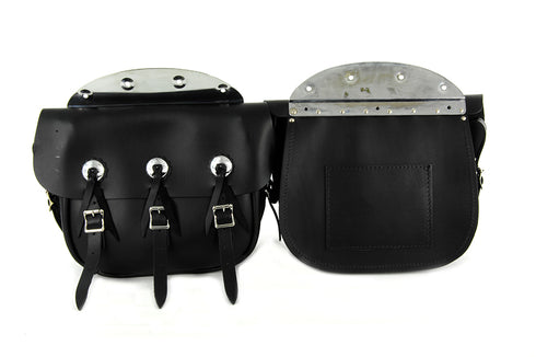 Pac-Kit Replica Black Leather Saddlebag Set - 48-3121