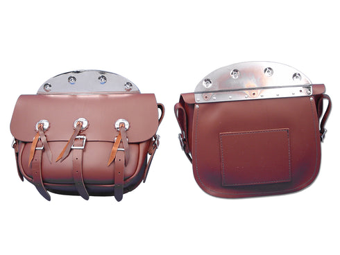 Pac-Kit Brown Leather Replica Saddlebag Set - 48-3144