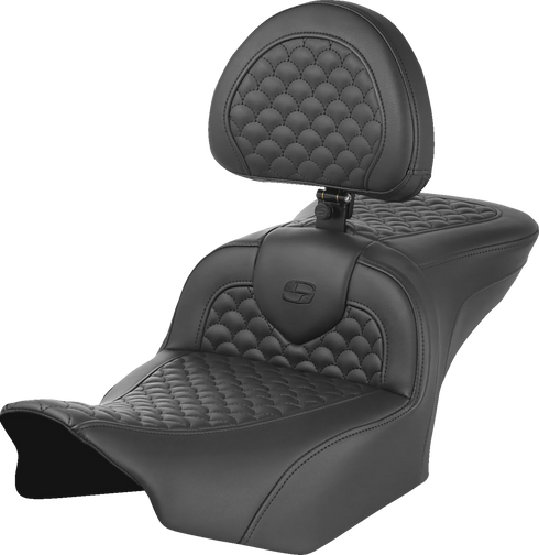 SADDLEMEN Roadsofa™ Seat - Dragon Scale Stitch - w/ Backrest - FLTR/FLHX '23-'25 823-07-208B0