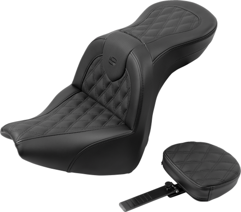 SADDLEMEN Roadsofa™ Seat - with Backrest - Lattice Stitch - FXBR/S '18-'20 818-31-182BR