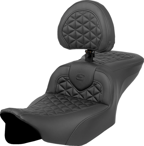 SADDLEMEN RoadSofa™ Tri Gripper Seat - Standard Reach - w/ Backrest - FLH/FLT '23-'24 823-07-210B0