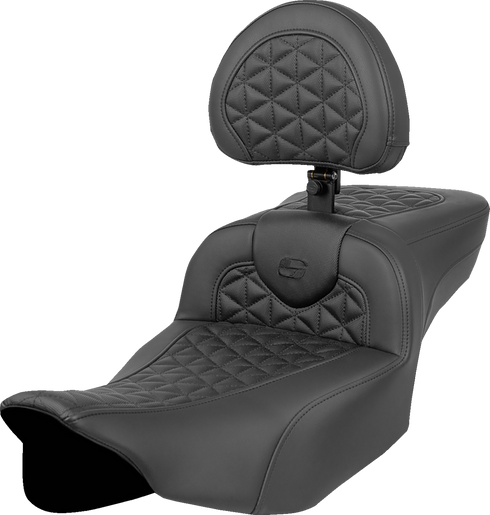 SADDLEMEN RoadSofa™ Tri Gripper Seat - Extended Reach - w/ Backrest - FLH/FLT '23-'24 823-07-211B0