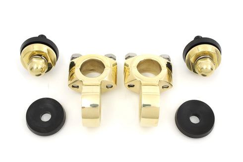 V-Twin Polished Brass Flanders Riser Tops - 49-0489