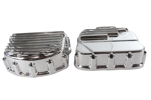 V-Twin Finned Panhead Valve Cover Set Polished - 49-0810