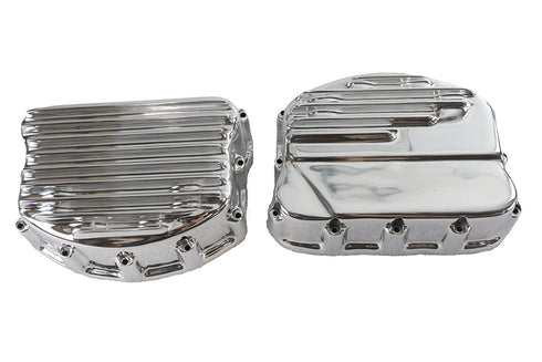 V-Twin Finned Panhead Valve Cover Set Polished - 49-0810