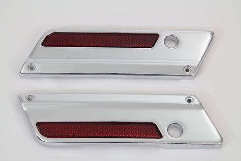 V-Twin Wyatt Gatling Saddlebag Face Plate with Red Reflector Set - 49-0867