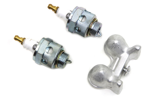 V-Twin Beck Spark Plug Set with Holder - 49-0947