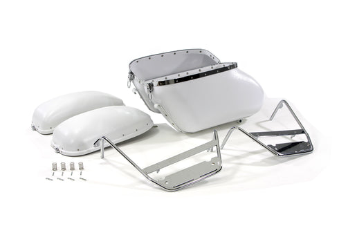 V-Twin Replica Bubble Saddlebag Kit White - 49-2450