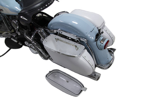 V-Twin Replica Bubble Saddlebag Set White - 49-2498