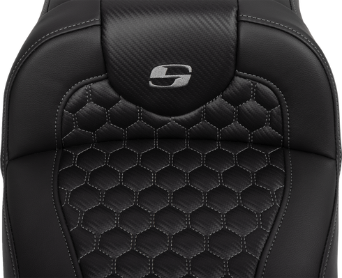 SADDLEMEN Roadsofa™ Extended Reach Seat - with Backrest - Honeycomb - Dark Gray Stitch - FLTR/FLHX '23-'24 823-07-190B2