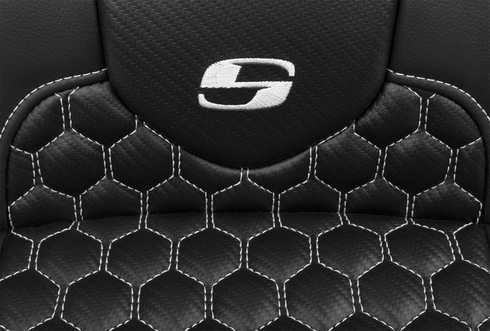 SADDLEMEN Roadsofa™ Extended Reach Seat - with Backrest - Honeycomb - White Stitch - FLTR/FLHX '23-'24 823-07-190B6