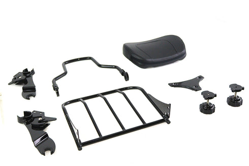 V-Twin Gloss Black Sissy Bar and Rack - 50-0023